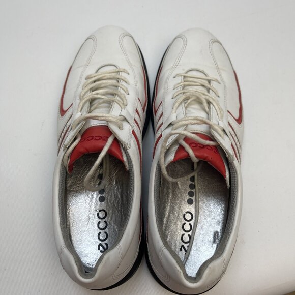Ecco Womens White/ Red Golf Shoes Size 39 Euro Leather Uppers Shoe Sports - Picture 15 of 15